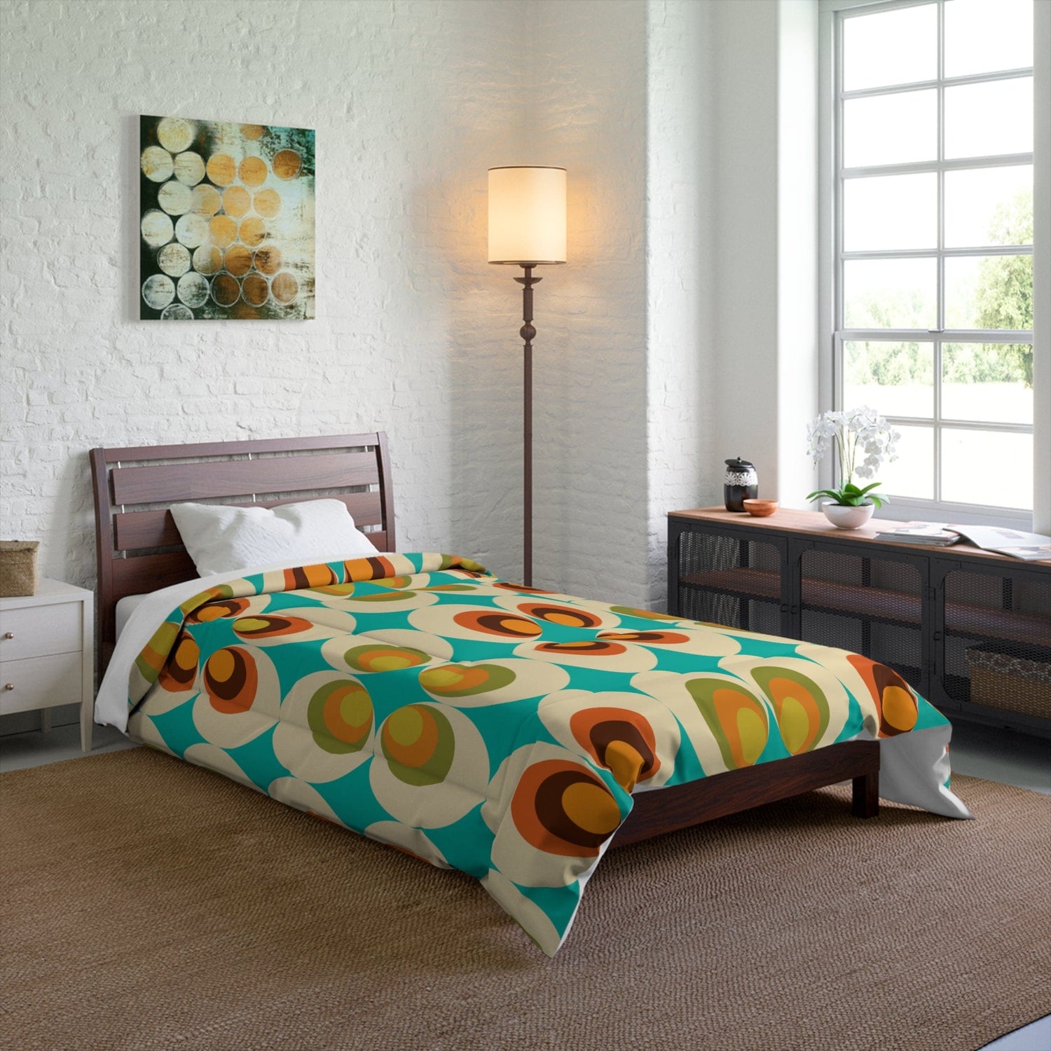 Kate McEnroe New York 70s Retro Mid Mod Daisy Flower Power ComforterComforters18386664779875781822