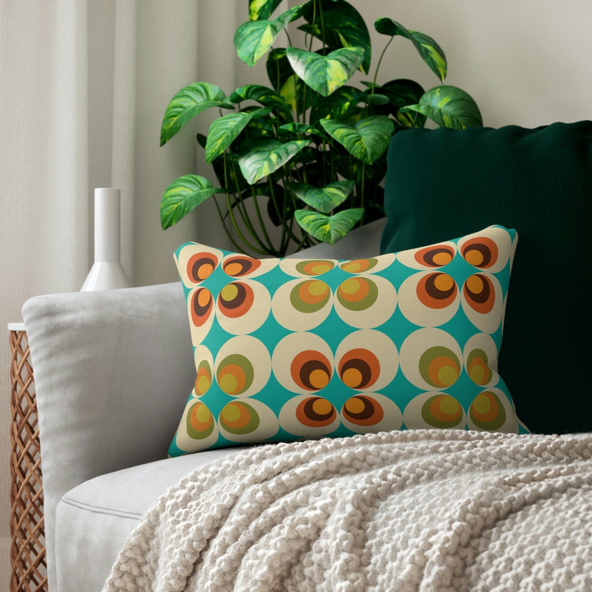 Kate McEnroe New York 70s Retro Mid Mod Daisy Lumbar Pillow, Mid Century Modern Flower Power PillowLumbar Pillows13973853652337294619