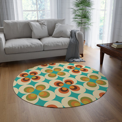 Kate McEnroe New York 70s Retro Mid Mod Daisy Round Rug, Living Room, Mid Century Modern Flower Power Bedroom Accent Rug, MCM Home Decor, Bedroom AestheticRugs20527061332261729484