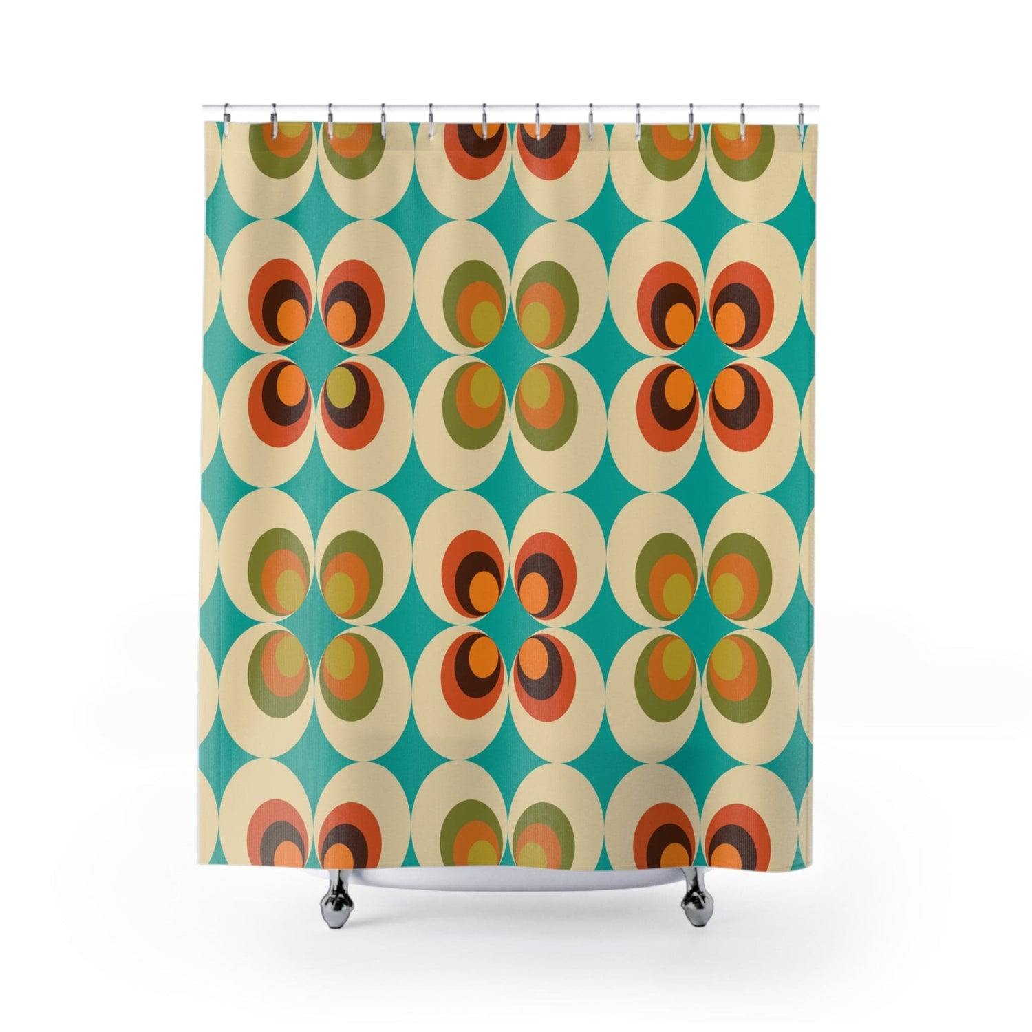 Kate McEnroe New York 70s Retro Mid Mod Daisy Shower Curtains, Mid Century Modern Flower Power Bath Decor, MCM Lime Green, Mustard Yellow Bathroom CurtainsShower Curtains31794494499023256303