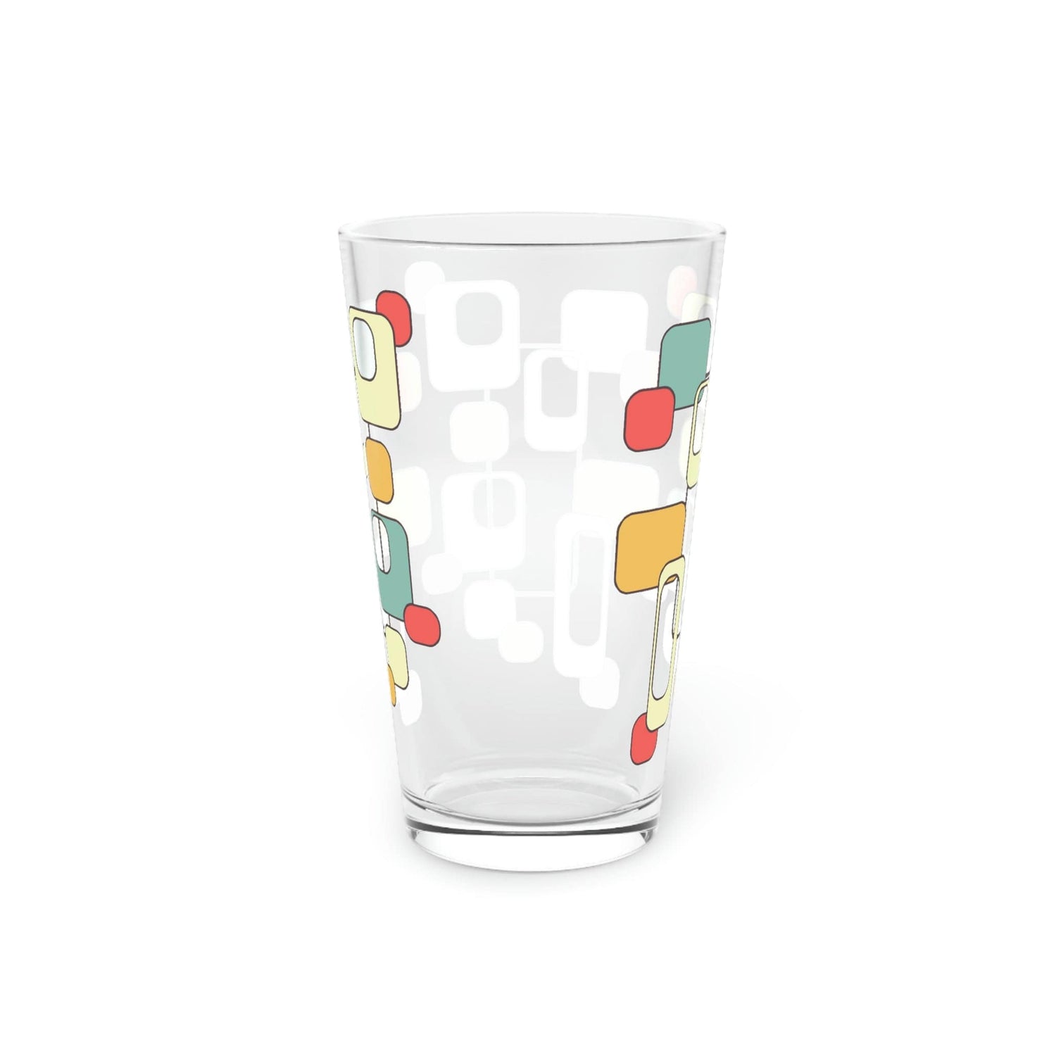 Kate McEnroe New York 70s Retro Mid Mod Geometric Pint Glass, Mid Century Modern Shaker Glass, Beer Glassware, Cocktail Glass, MCM Barware Beer Glasses 16oz 28848972101620074397