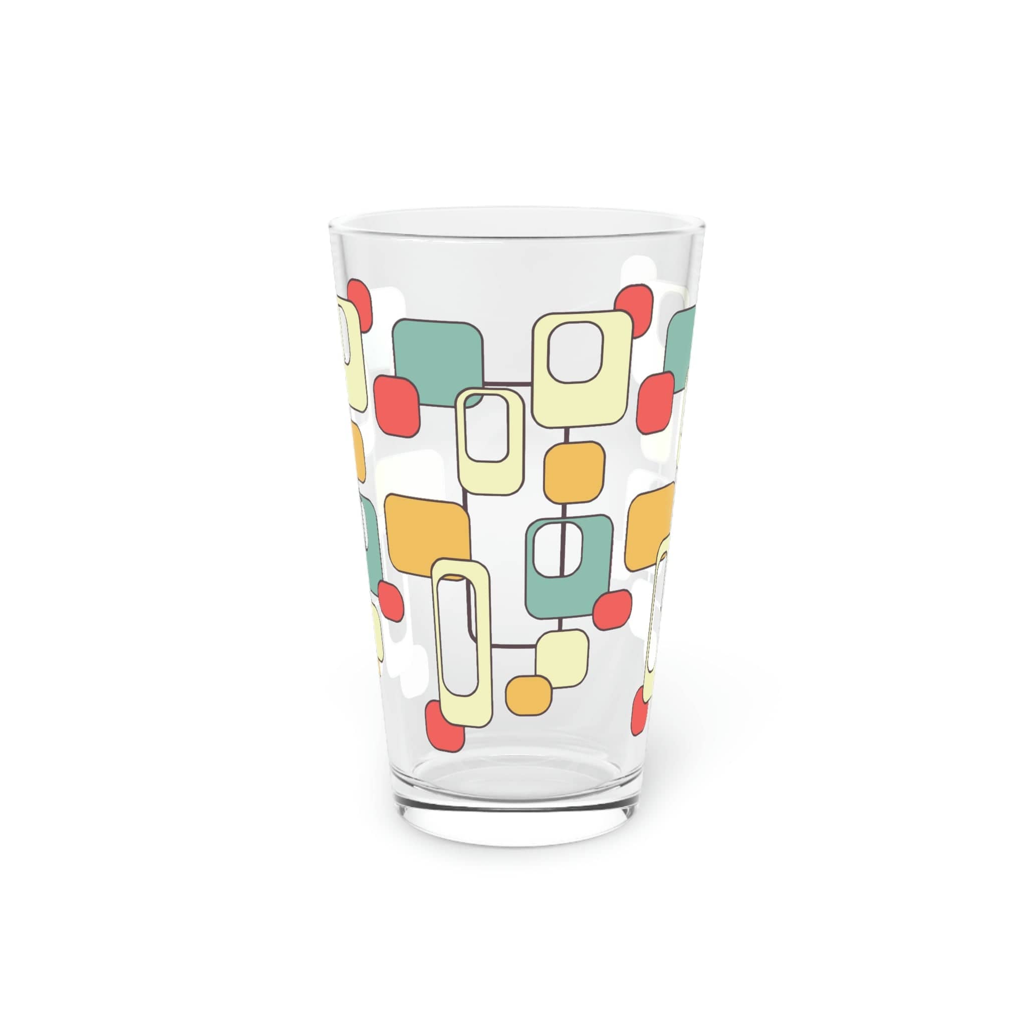 Kate McEnroe New York 70s Retro Mid Mod Geometric Pint Glass, Mid Century Modern Shaker Glass, Beer Glassware, Cocktail Glass, MCM BarwareBeer Glasses28848972101620074397