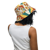 Kate McEnroe New York 70s Retro Sunshine Mid Century Modern Hippie, Orange, Yellow Reversible Bucket HatHats63C779004CB3A_16361