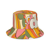 Kate McEnroe New York 70s Retro Sunshine Mid Century Modern Hippie, Orange, Yellow Reversible Bucket HatHats63C779004CB3A_16361