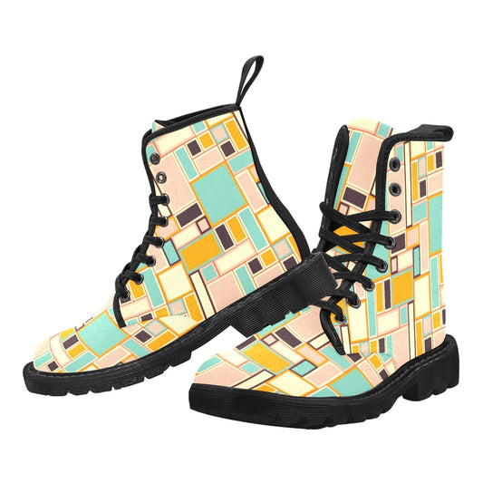 interestprint 70s Retro Vintage Psychedelic Groovy Women's Canvas Boots Boots