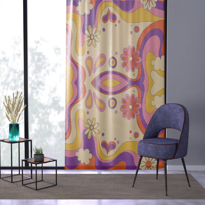 Kate McEnroe New York 70s Retro Wavy Groovy Hippie Flower Power Window CurtainsWindow CurtainsW3D - ORA - GRA - SH3