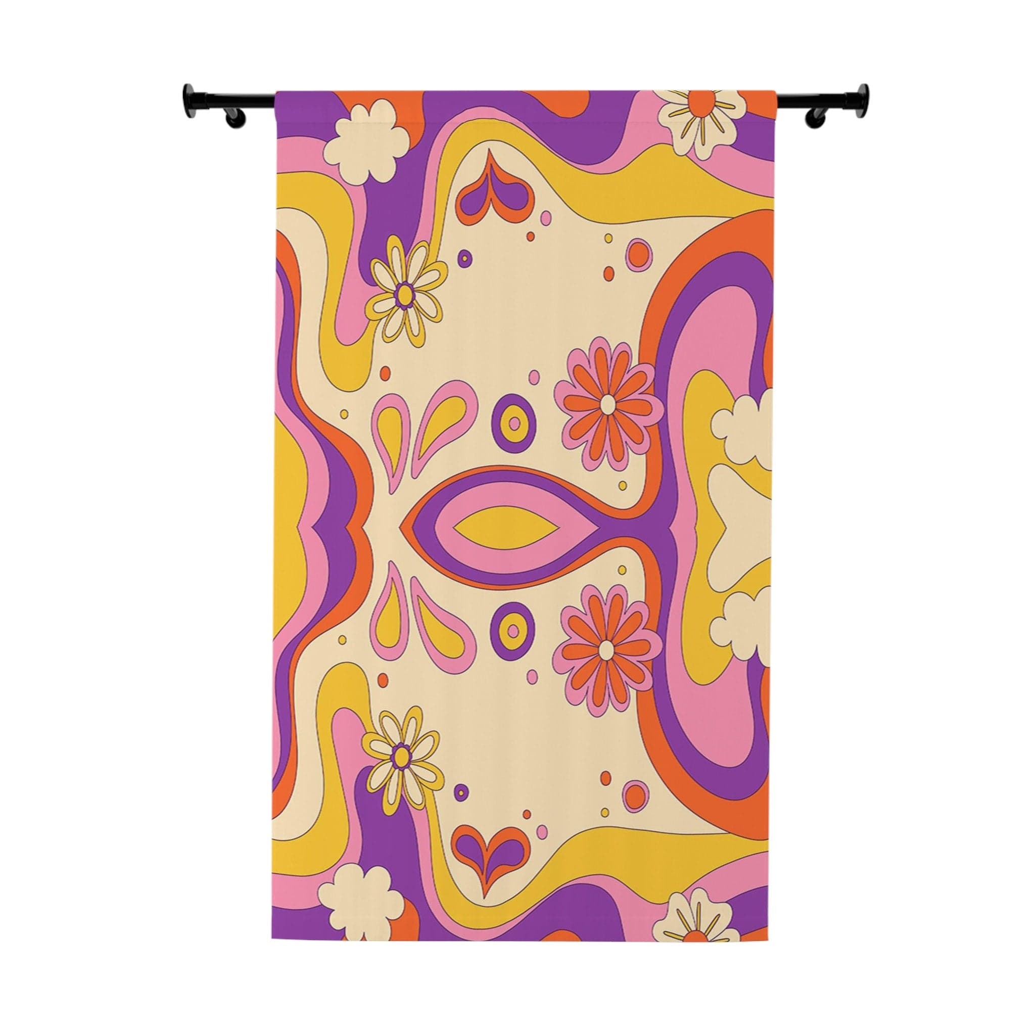 Kate McEnroe New York 70s Retro Wavy Groovy Hippie Flower Power Window CurtainsWindow CurtainsW3D - ORA - GRA - SH3