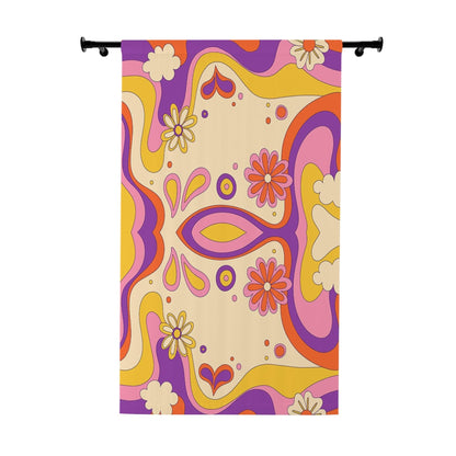 Kate McEnroe New York 70s Retro Wavy Groovy Hippie Flower Power Window CurtainsWindow CurtainsW3D - ORA - GRA - SH3