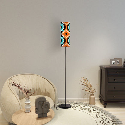 Kate McEnroe New York 70s Vibe Retro Floor Lamp, Funky Geometric Orange, Teal Shade, Mid Century Modern Home Lighting AccentFloor LampsAOJKNTiLVe