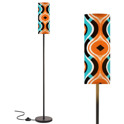 Kate McEnroe New York 70s Vibe Retro Floor Lamp, Funky Geometric Orange, Teal Shade, Mid Century Modern Home Lighting AccentFloor LampsAOJKNTiLVe