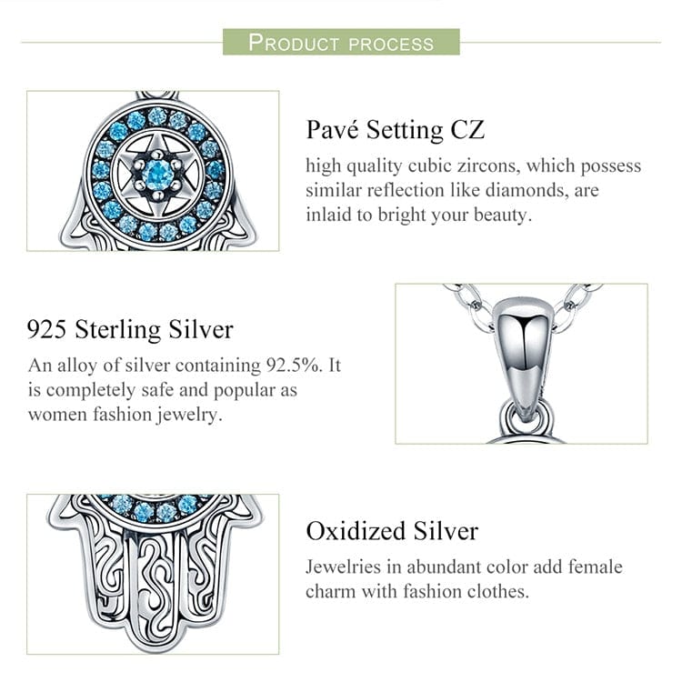 Kate McEnroe New York 925 Sterling Silver Fatima's Guarding Hand Pendant & Necklaces Necklaces 16468704