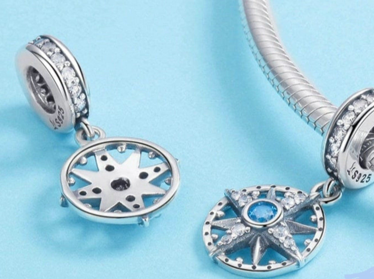 Kate McEnroe New York 925 Sterling Silver Sparkling Nautical Compass Star Charm Charms &amp; Pendants 18158075