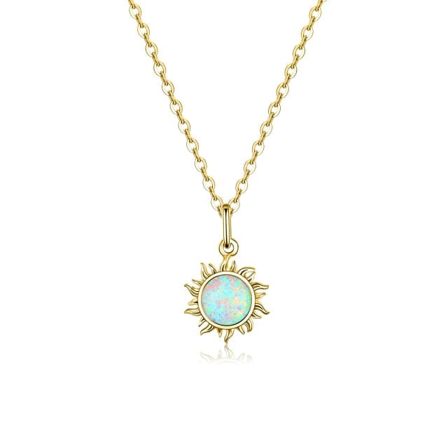 Kate McEnroe New York 925 Sterling Silver White Opal Sun Pendant &amp; Necklace Necklaces Gold Plated 37098928-gold-plated