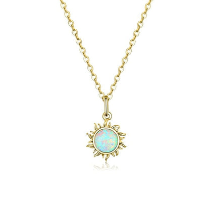 Kate McEnroe New York 925 Sterling Silver White Opal Sun Pendant &amp; Necklace Necklaces Gold Plated 37098928-gold-plated