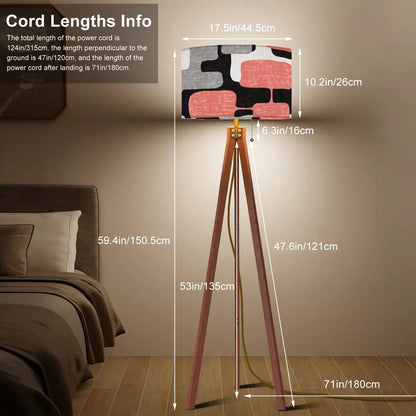 Kate McEnroe New York Abstract Geometric Coral Pink Retro Mid Century Modern Tripod Floor LampTripod Floor LampsuglwNhOk7e