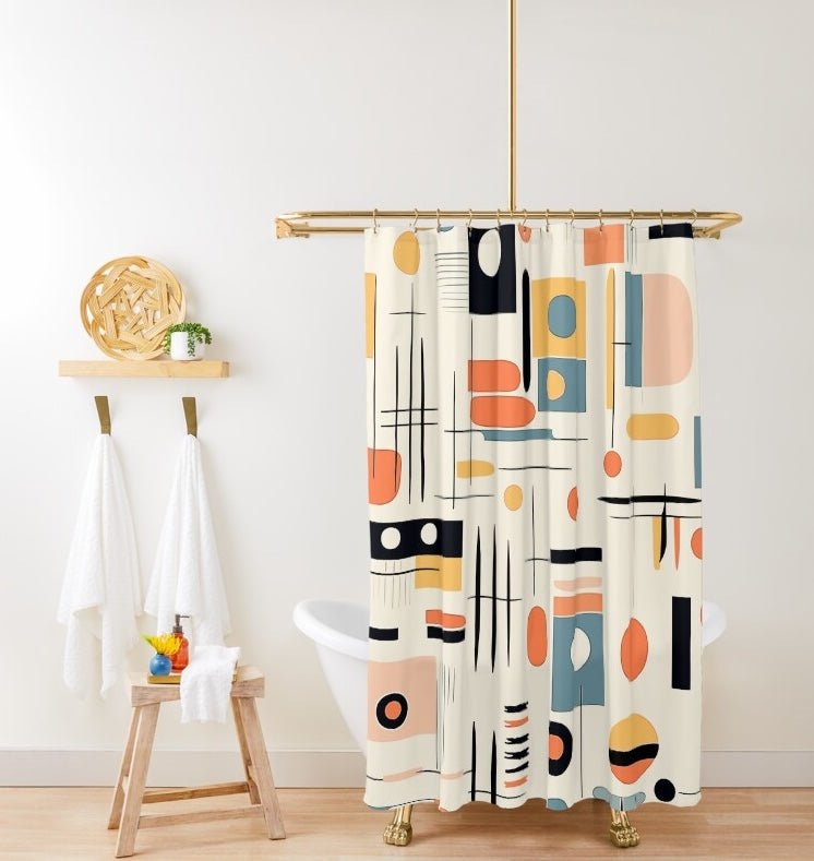 Kate McEnroe New York Abstract Geometric Mid Century Modern Shower CurtainShower Curtains74329609608339022762