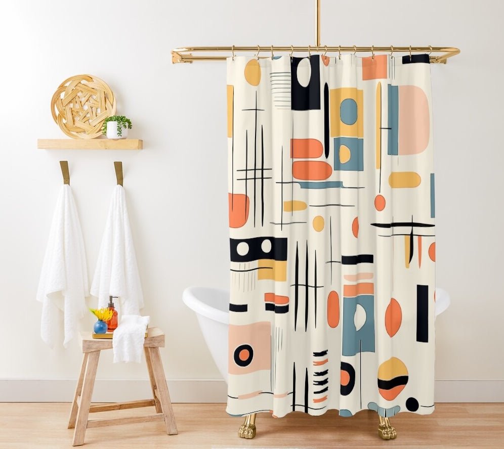 Kate McEnroe New York Abstract Geometric Mid Century Modern Shower CurtainShower Curtains74329609608339022762