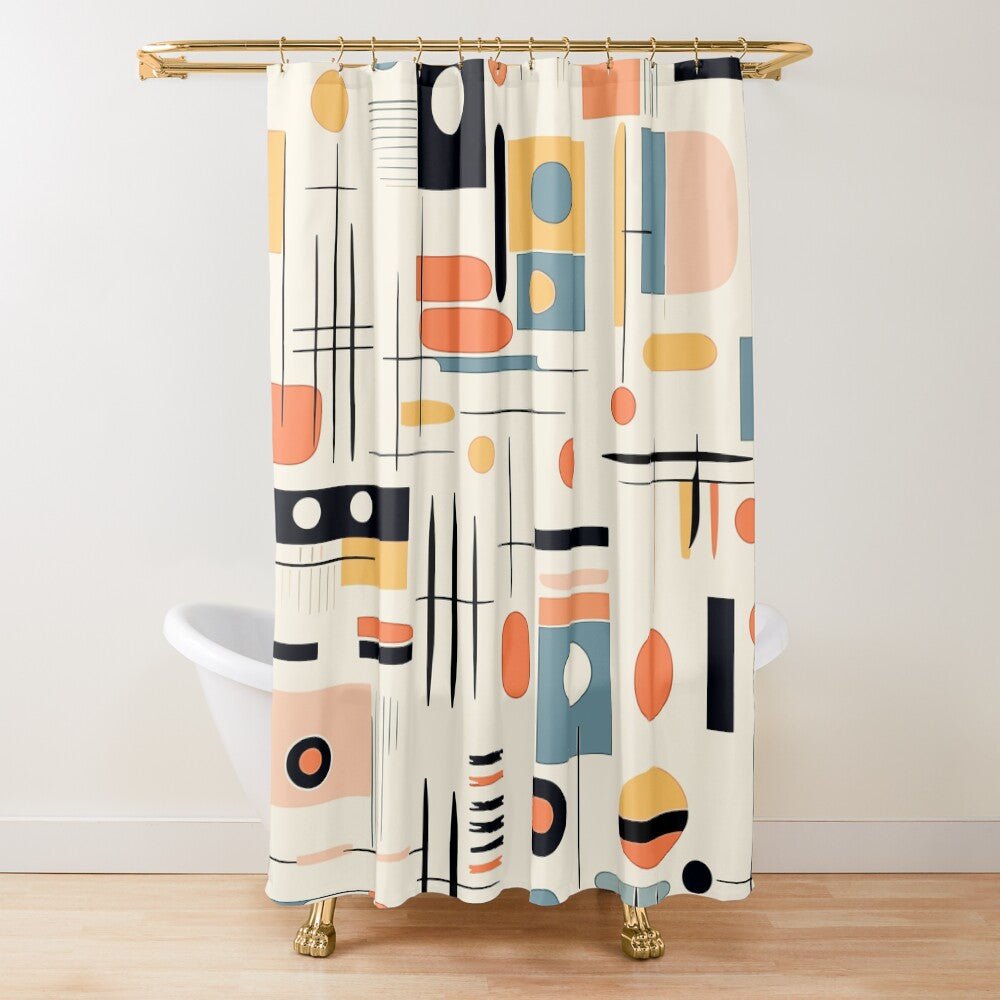 Kate McEnroe New York Abstract Geometric Mid Century Modern Shower CurtainShower Curtains74329609608339022762