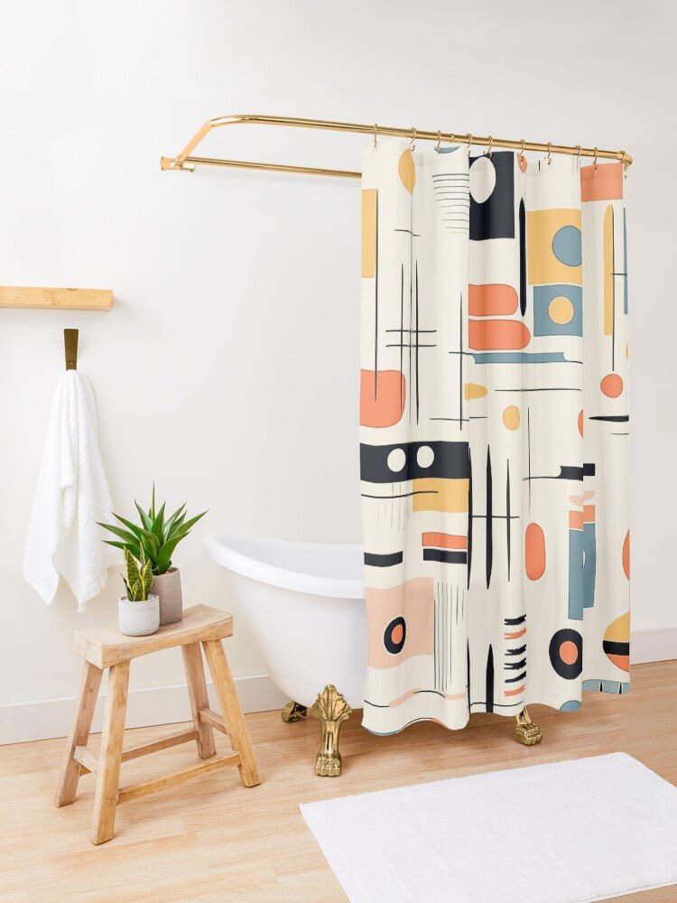 Kate McEnroe New York Abstract Geometric Mid Century Modern Shower CurtainShower Curtains74329609608339022762