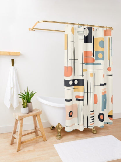 Kate McEnroe New York Abstract Geometric Mid Century Modern Shower CurtainShower Curtains74329609608339022762