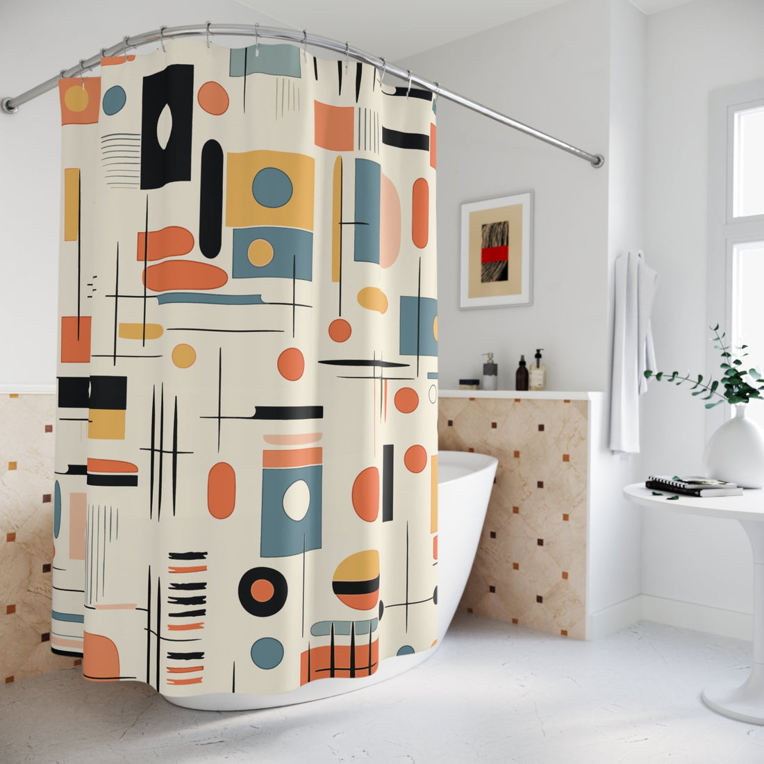 Kate McEnroe New York Abstract Geometric Mid Century Modern Shower CurtainShower Curtains74329609608339022762