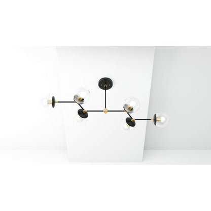 Kate McEnroe New York Ana - Modern Glass Globe 6 Light Linear Chandelier Kitchen IslandChandeliersku - 43870576115958