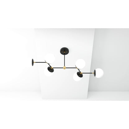 Kate McEnroe New York Ana - Modern Glass Globe 6 Light Linear Chandelier Kitchen IslandChandeliersku - 47116356452598