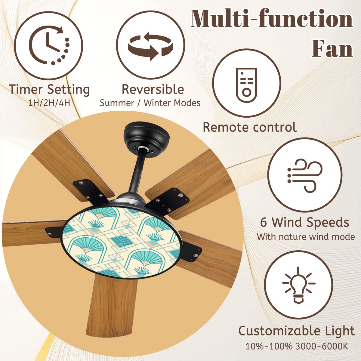 Kate McEnroe New York Art Deco Ceiling Fan Light Fixture, Geometric Vintage Fan AccentCeiling FansfgZ34qcQoK