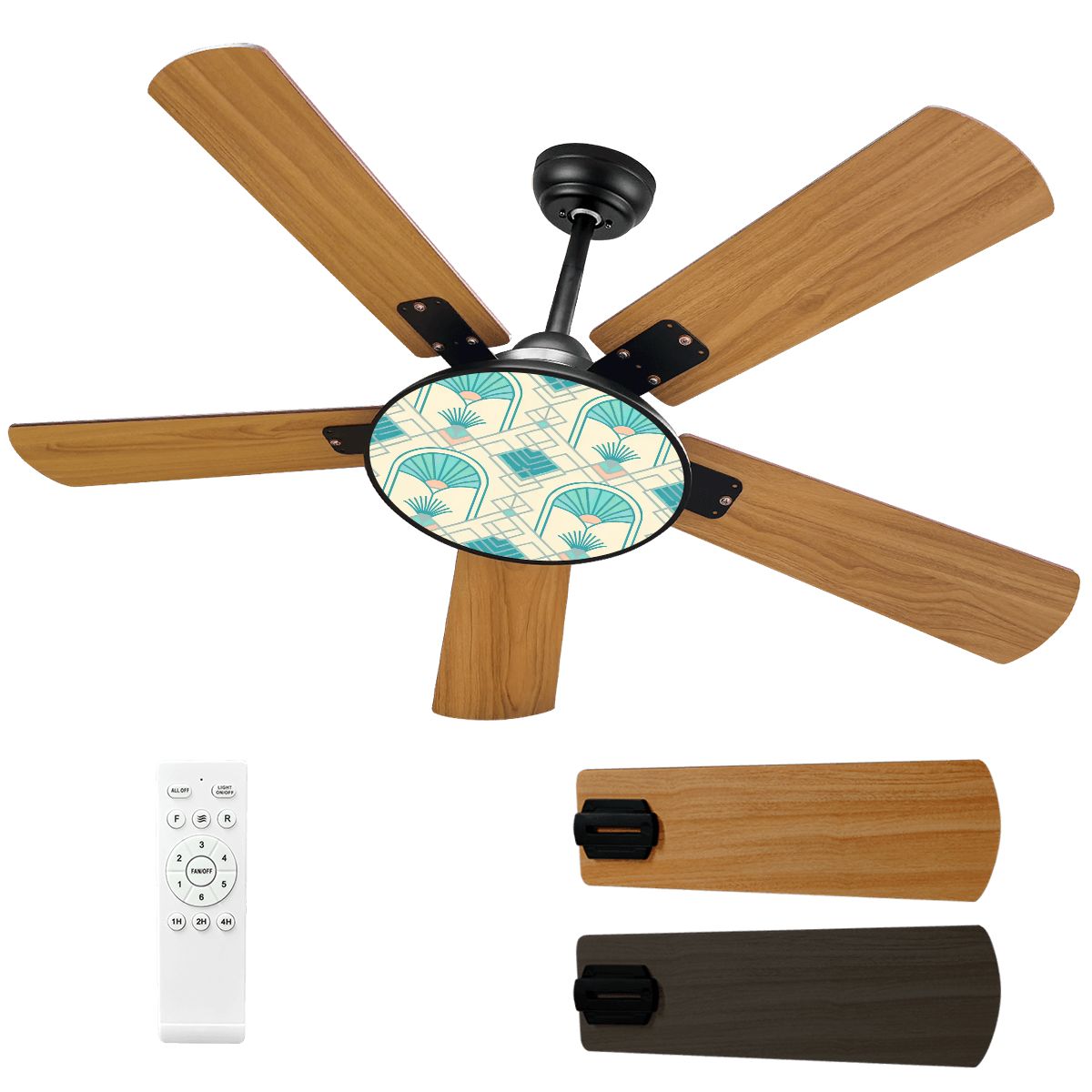 Kate McEnroe New York Art Deco Ceiling Fan Light Fixture, Geometric Vintage Fan AccentCeiling FansfgZ34qcQoK