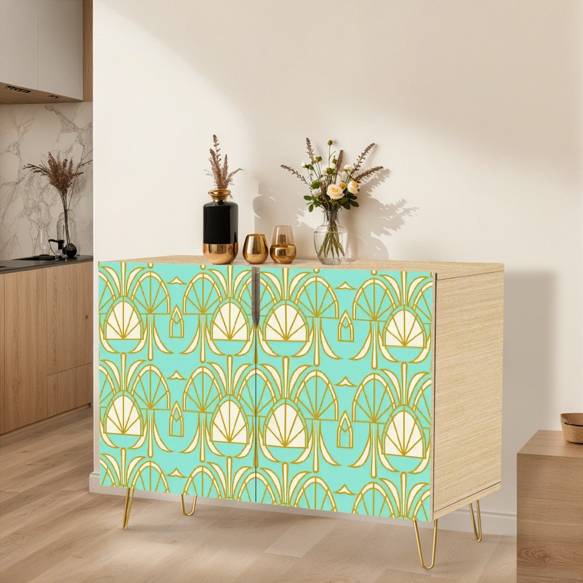 Kate McEnroe New York Art Deco Credenza, Mid Century Modern Geometric Sideboard, 1920s Glam Storage CabinetStorage CabinetsAaUdcK1Mme