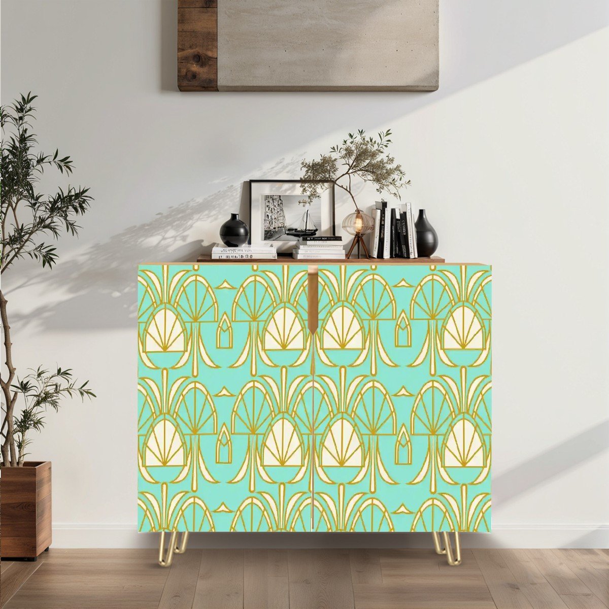 Kate McEnroe New York Art Deco Credenza, Mid Century Modern Geometric Sideboard, 1920s Glam Storage CabinetStorage CabinetsAaUdcK1Mme