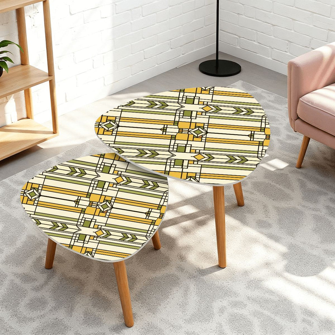 Kate McEnroe New York Art Deco Geometric Nesting Tables, Retro Side Table SetNesting TablesQW4pIGnH2g