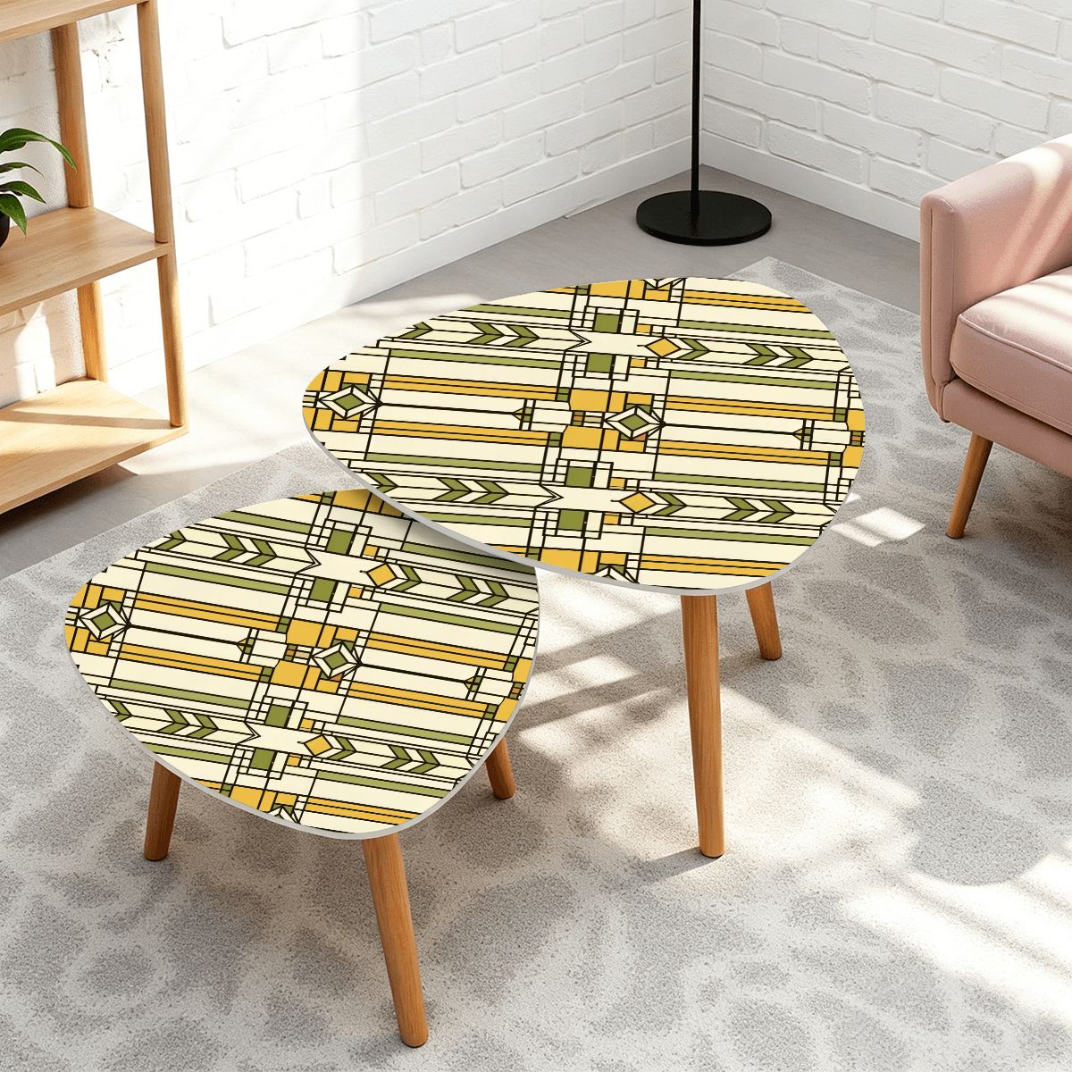 Kate McEnroe New York Art Deco Geometric Nesting Tables, Retro Side Table SetNesting TablesQW4pIGnH2g