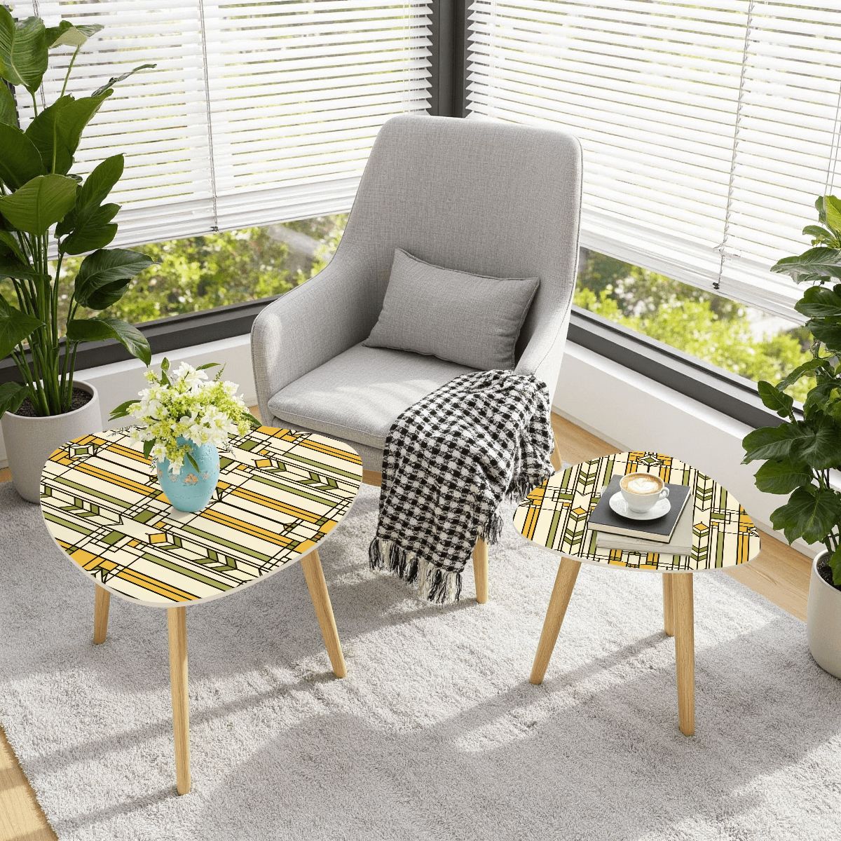 Kate McEnroe New York Art Deco Geometric Nesting Tables, Retro Side Table SetNesting TablesQW4pIGnH2g