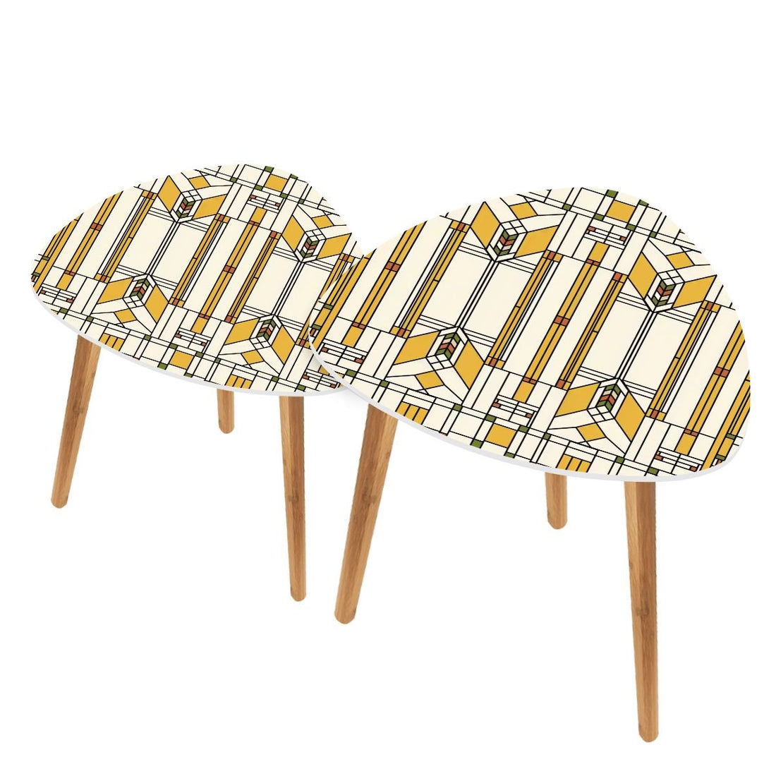 Kate McEnroe New York Art Deco Geometric Nesting Tables, Vintage Side Table SetNesting Tablesxx9v7i3PaO