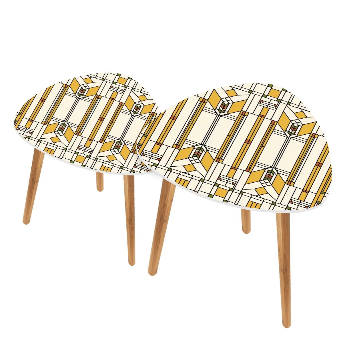 Kate McEnroe New York Art Deco Geometric Nesting Tables, Vintage Side Table SetNesting Tablesxx9v7i3PaO