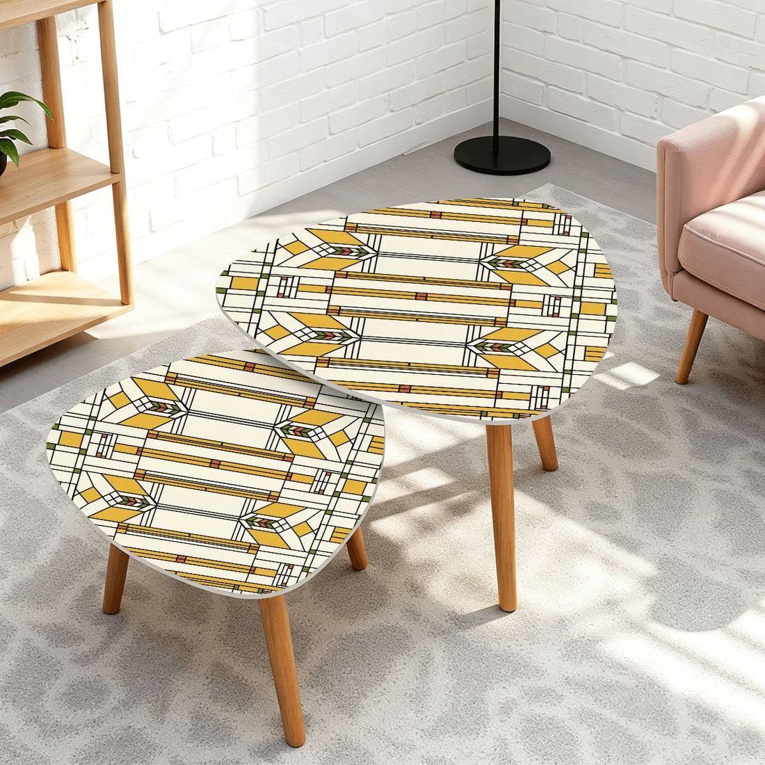 Kate McEnroe New York Art Deco Geometric Nesting Tables, Vintage Side Table SetNesting Tablesxx9v7i3PaO
