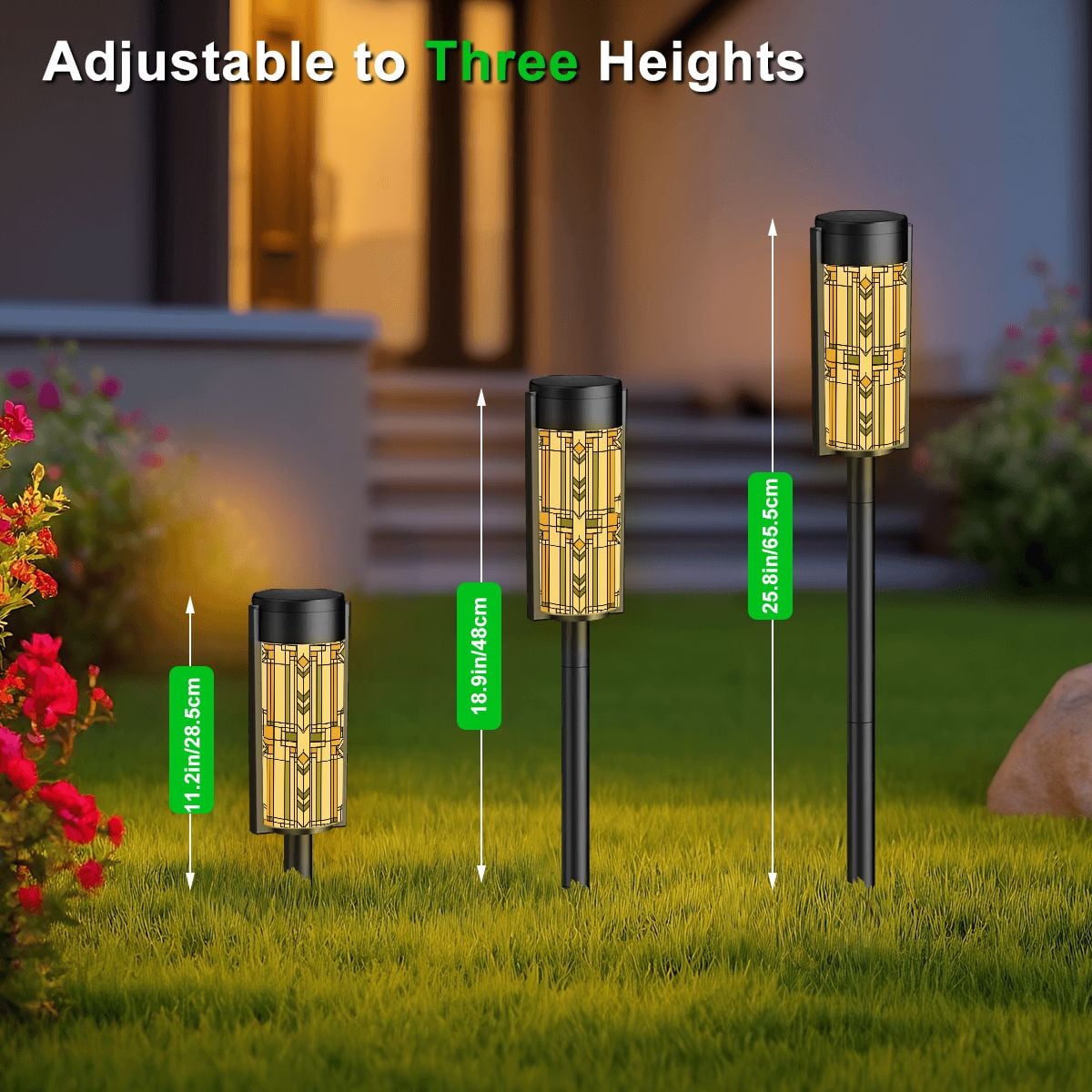 Kate McEnroe New York Art Deco Geometric Outdoor Solar Lights, Garden Path DecorSolar Garden Stake LightsSq6Wf8vm2T