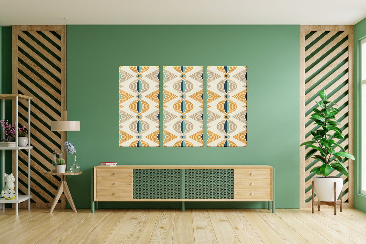 Art Deco Mid Century Modern Wall Art Set, 3 Piece Retro Geometric Canv ...