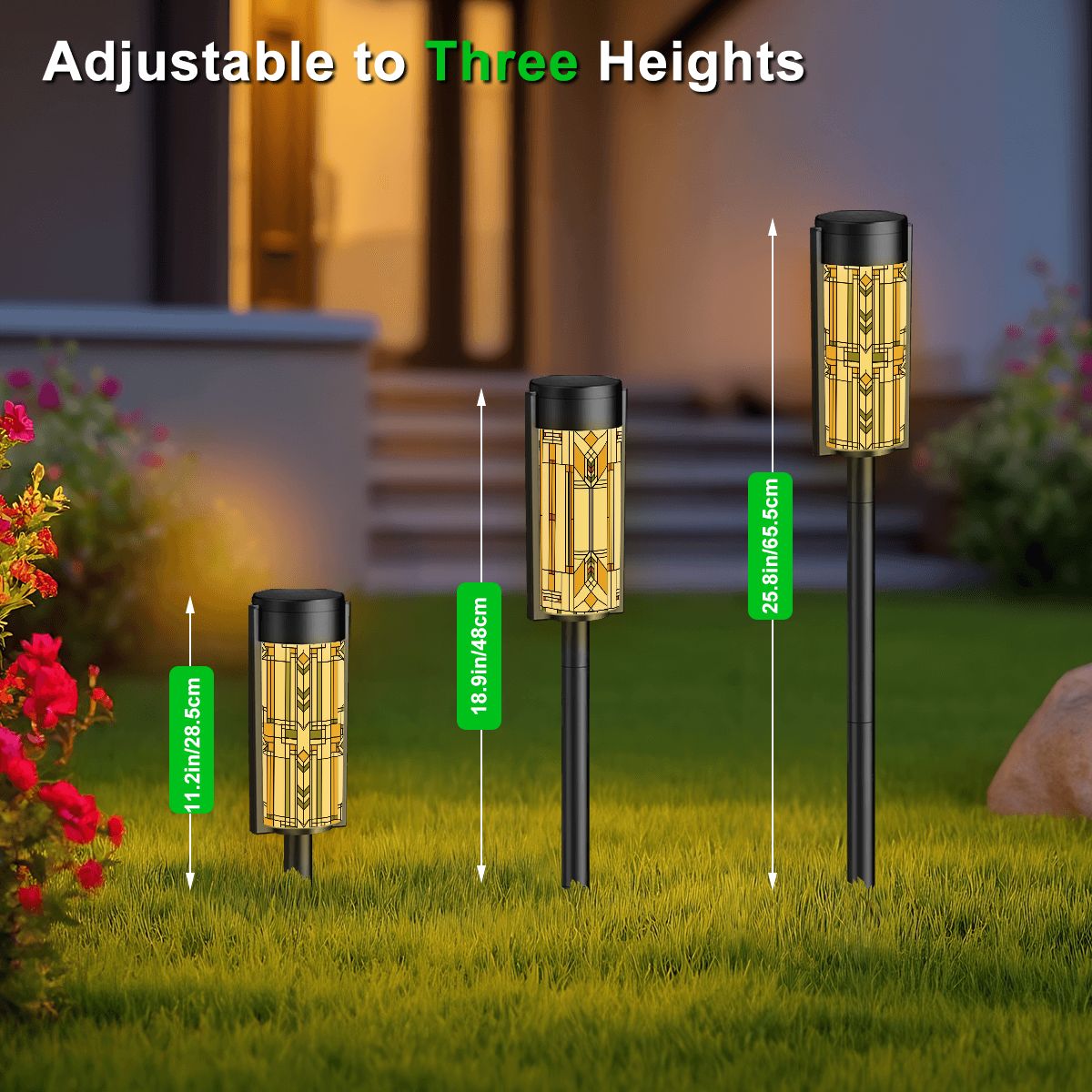 Kate McEnroe New York Art Deco Solar Garden Lights Set of 4, Geometric Pathway DecorSolar Garden Stake LightsImsDCd3PHz