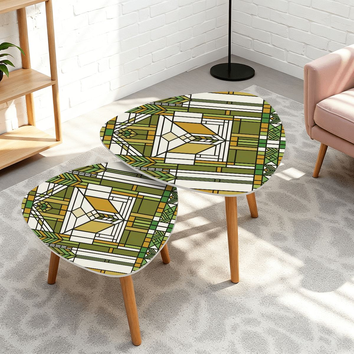 Kate McEnroe New York Art Deco Stained Glass Style Geometric Retro Nesting TablesNesting TablesxFGUhiIrP0