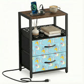 Kate McEnroe New York Atomic 50s Boomerang Starburst Mid Century Modern 2 Drawer Nightstand Charging StationNightStandsORXs01rdjj