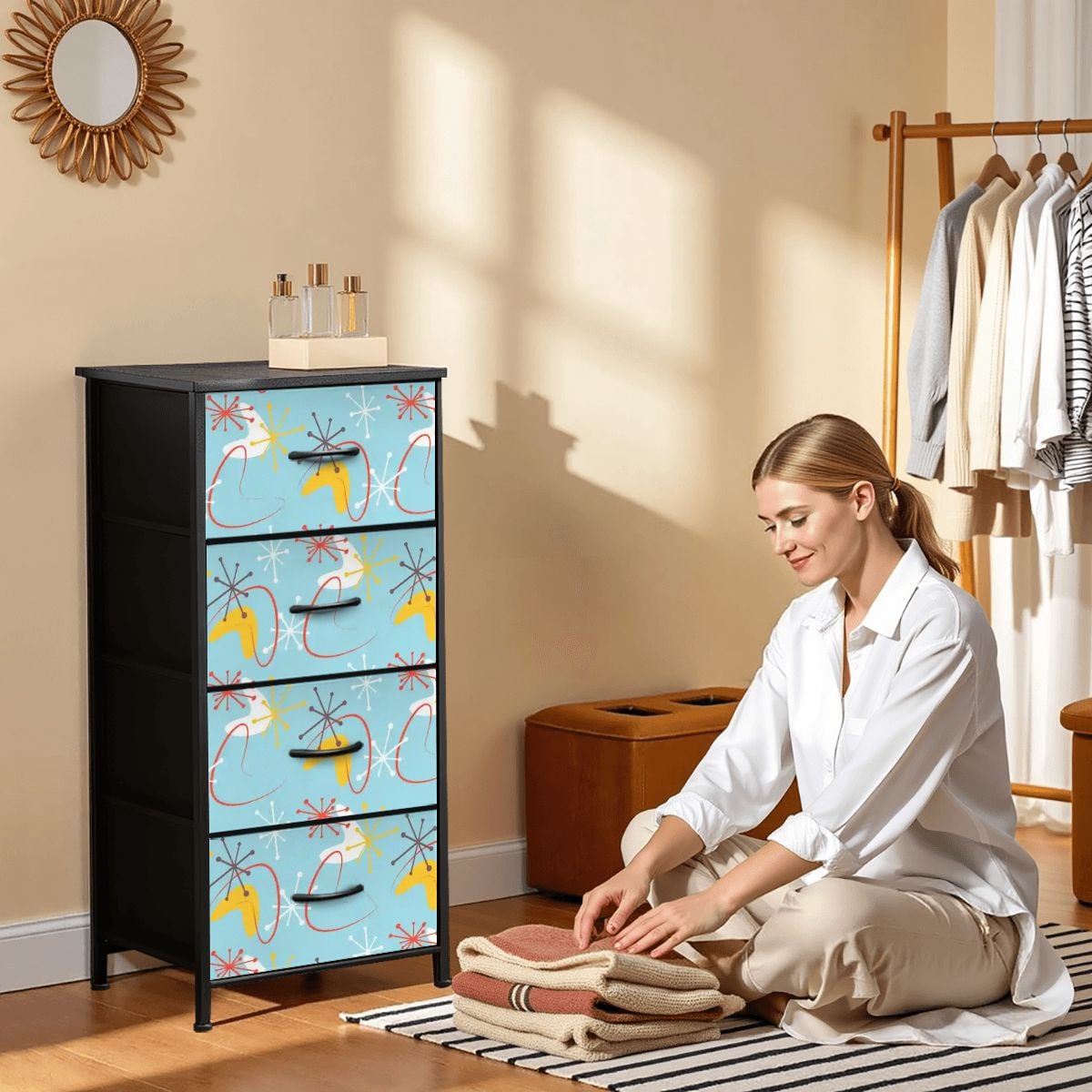 Kate McEnroe New York Atomic 50s Boomerang Starburst Mid Century Modern 4 Drawer DresserDressershID5fUyskt