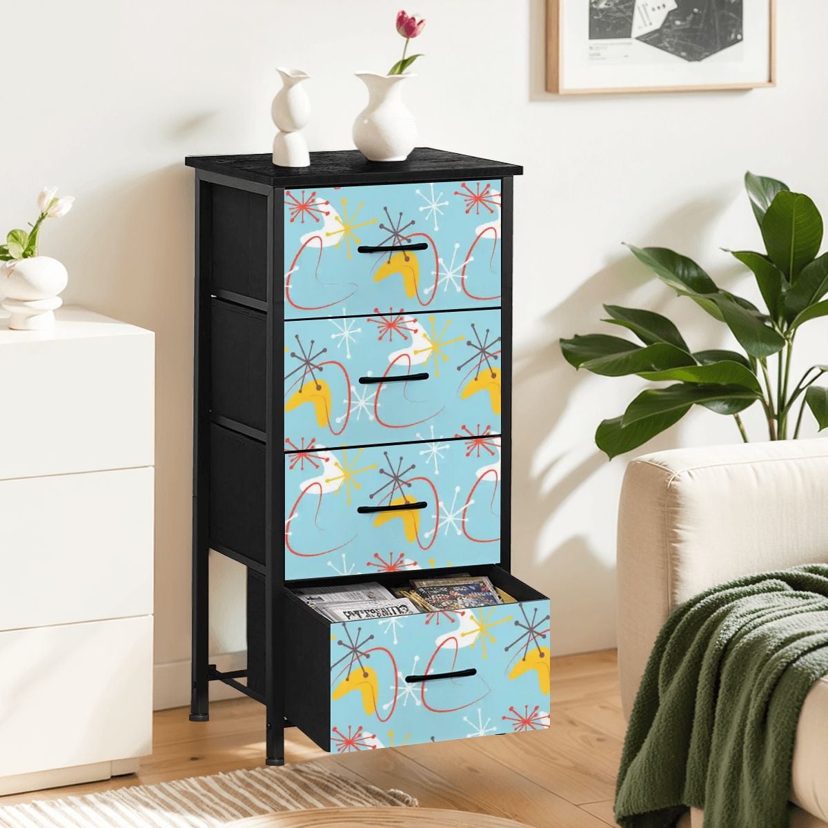 Kate McEnroe New York Atomic 50s Boomerang Starburst Mid Century Modern 4 Drawer DresserDressershID5fUyskt
