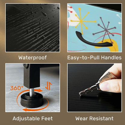 Kate McEnroe New York Atomic 50s Boomerang Starburst Mid Century Modern 4 Drawer DresserDressershID5fUyskt