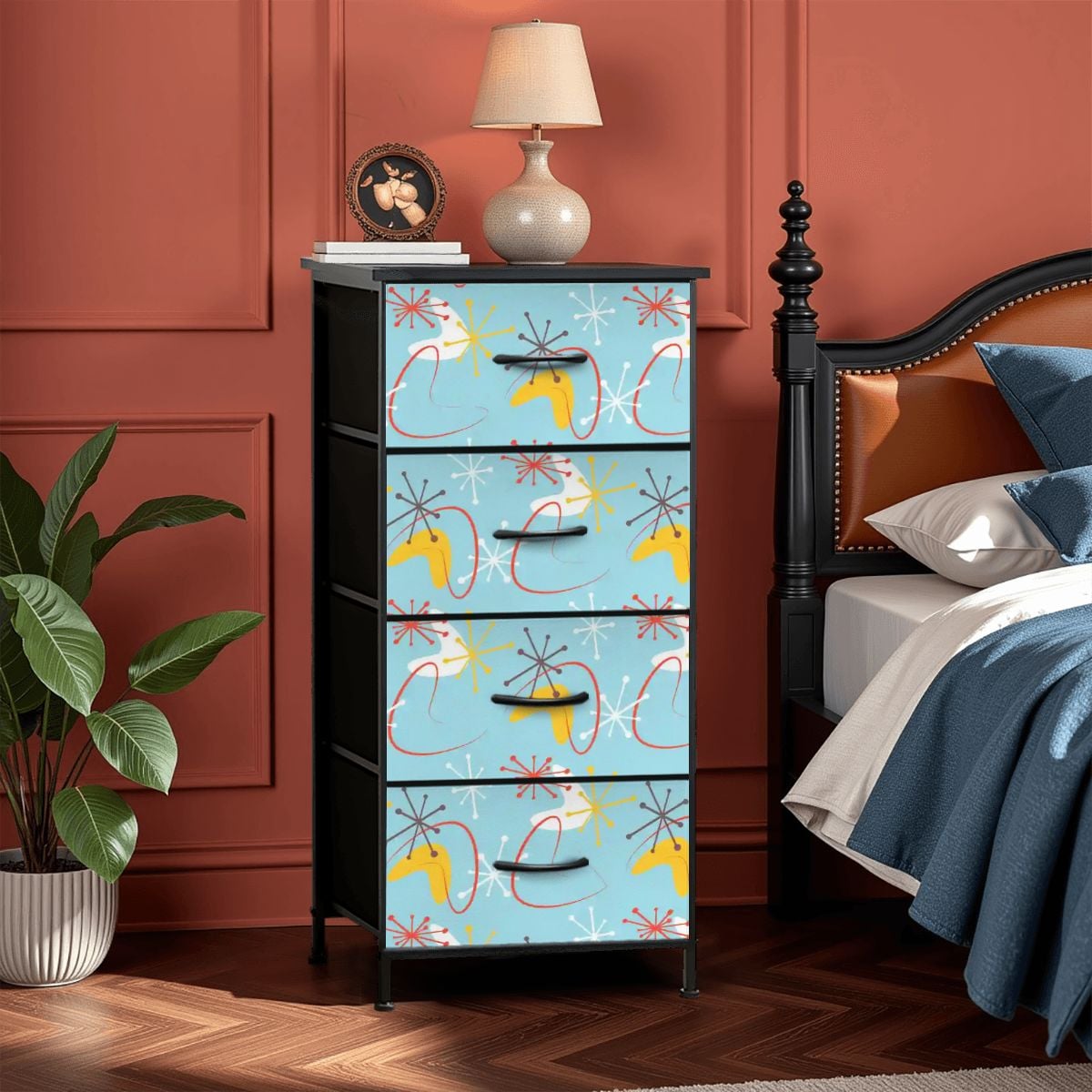 Kate McEnroe New York Atomic 50s Boomerang Starburst Mid Century Modern 4 Drawer DresserDressershID5fUyskt