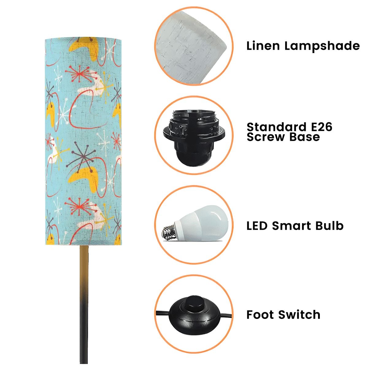 Kate McEnroe New York Atomic 50s Boomerang Starburst Mid Century Slim Standing Floor LampSlim Floor LampslsjpnO5dq2