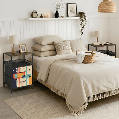 Kate McEnroe New York Atomic Age Abstract Starburst Mid Century Modern 2 Drawer NightstandNightStandsapBdUZd7RG