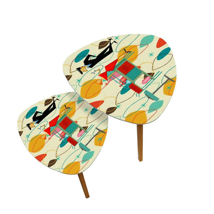 Kate McEnroe New York Atomic Age Bar Lounge Design Nesting Tables, Mid Century Modern Cocktail Party FurnitureNesting TablesBSsPPlDKLC