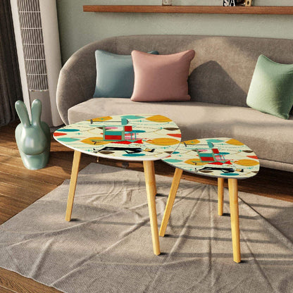 Kate McEnroe New York Atomic Age Bar Lounge Design Nesting Tables, Mid Century Modern Cocktail Party FurnitureNesting TablesBSsPPlDKLC